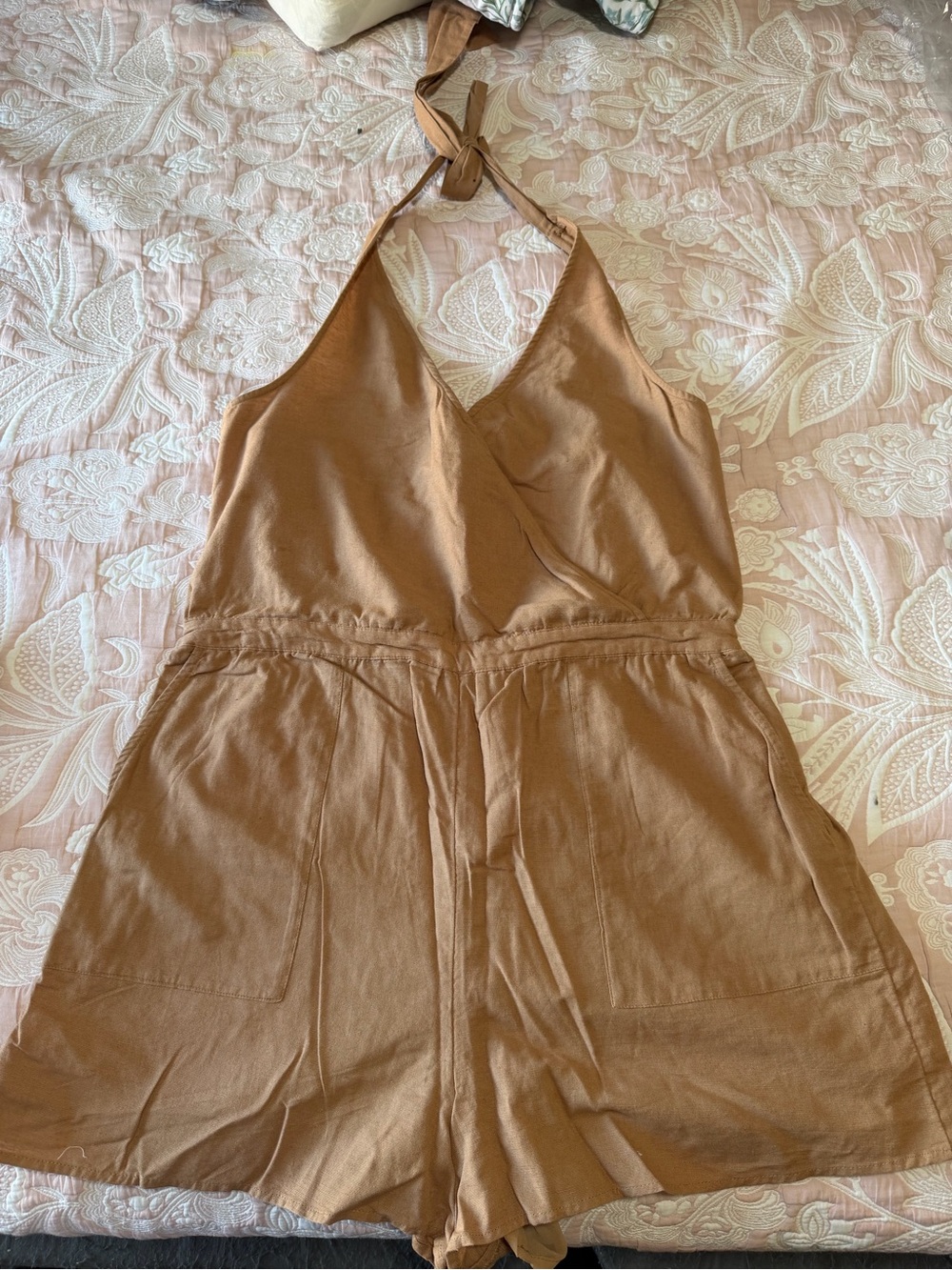 American Eagle Outfitters Camel Halter Romper